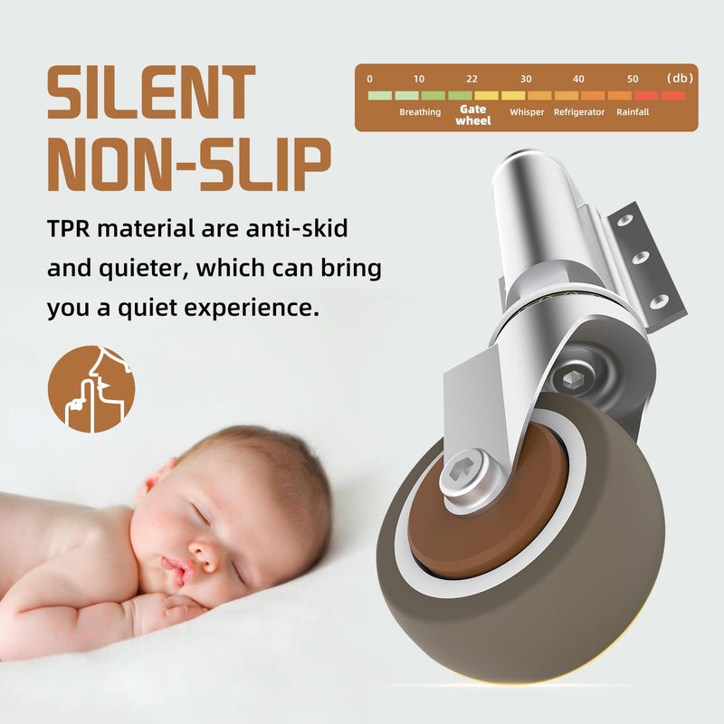 uscaster Gate Wheel 2inch Gate Caster for Wooden Gate 80lbs Capacity 360 Degree Rotation Solid Rubber Tire Spring-Loaded Gate Wheels with Screws & Screwdriver 2Pack - Image 4